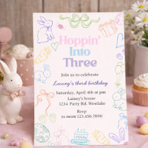 3歳の誕生日お祝いバニー招待状