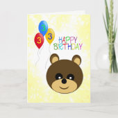3歳の誕生日かわいいテディベア カード (正面)