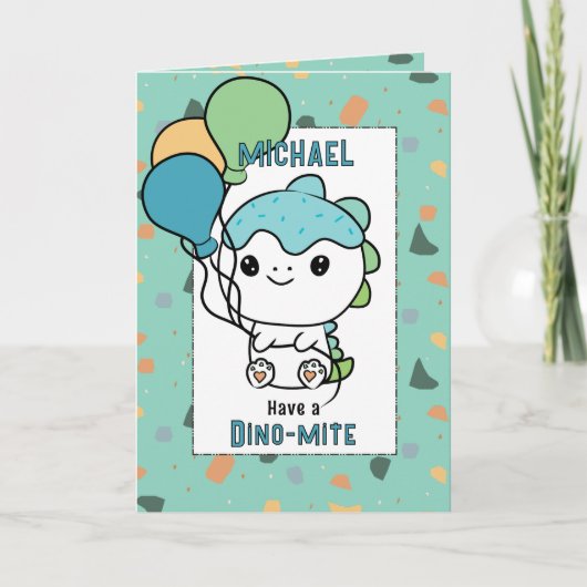 3歳の誕生日におすすめのユーモアたっぷりの恐竜の絵本 可愛いらしい カード (正面)