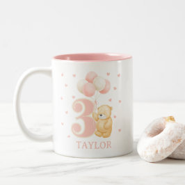 3歳の誕生日に名前を付けたかわいいプレゼント ツートーンマグカップ