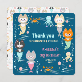 3歳の誕生日のフラットな感謝カード サンキューカード