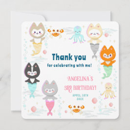 3歳の誕生日のフラットな感謝カード サンキューカード