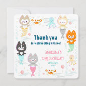 3歳の誕生日のフラットな感謝カード サンキューカード (正面)