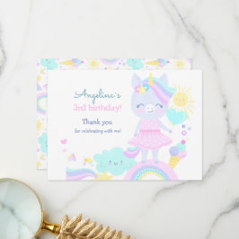 3歳の誕生日のフラットサンキューカード。 サンキューカード