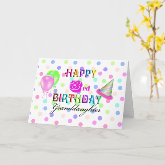 3歳の誕生日の孫娘 カード (黄色い花)