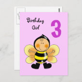 3歳の誕生日の少女 ポストカード (正面/裏面)