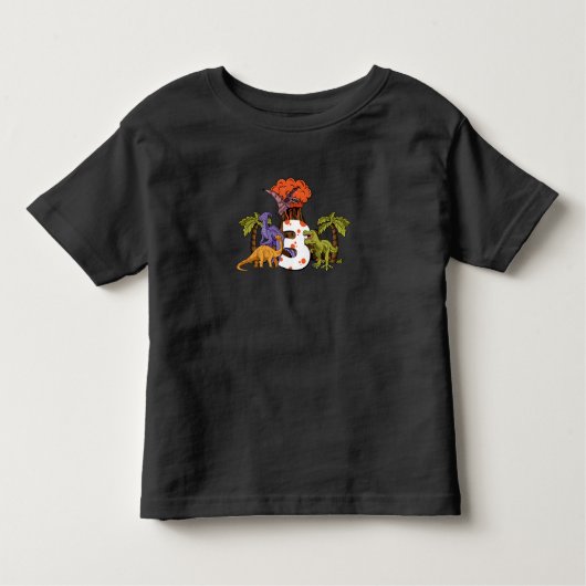 3歳の誕生日の少年ディノ恐竜 トドラーTシャツ (正面)