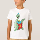 3歳の誕生日の恐竜の男の子 Tシャツ (正面)