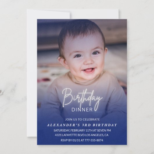 3歳の誕生日の招待誕生日ディナーフォトボーイ 招待状 (正面)