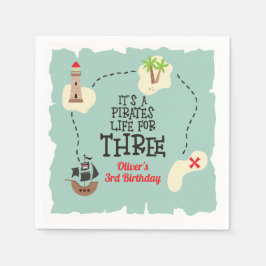3歳の誕生日の海賊の生活 スタンダードカクテルナプキン