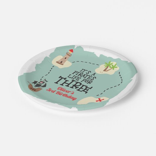 3歳の誕生日の海賊の生活 ペーパープレート (アングル)