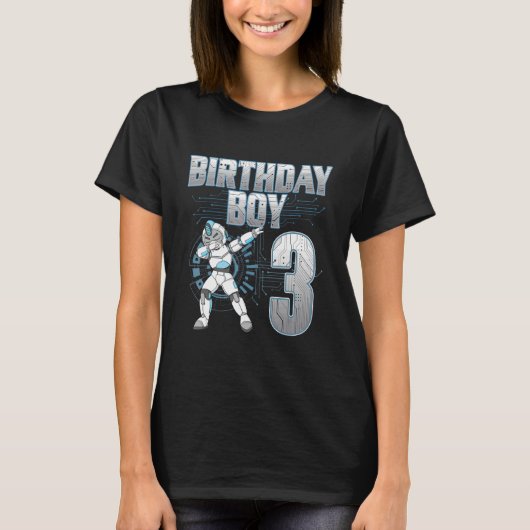 3歳の誕生日の男の子ダビングロボット3歳の日 Tシャツ (正面)
