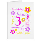 3歳の誕生日の花のグラフィッカスタムクス（紫） (正面)