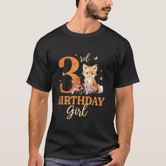 3歳の誕生日の衣装ガールキツネ3歳Bday Decor Tシャツ (正面)