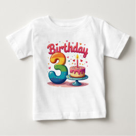 3歳の誕生日のTシャツデザイン ベビーTシャツ