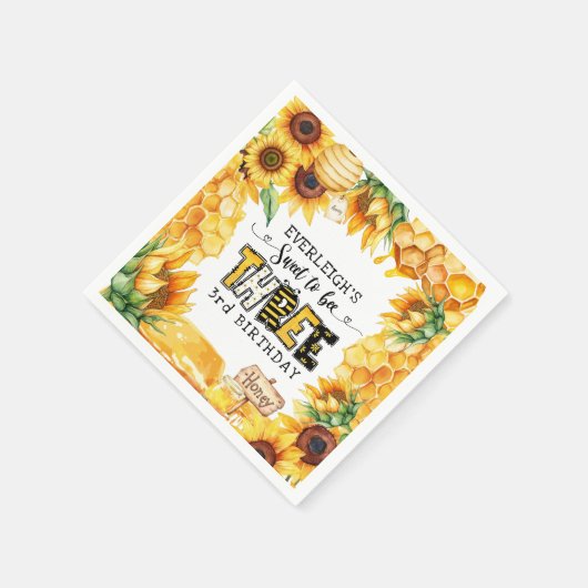 3歳の誕生日を迎えるなんて甘いフローラ スタンダードカクテルナプキン (角)