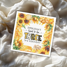 3歳の誕生日を迎えるなんて甘いフローラ スタンダードカクテルナプキン