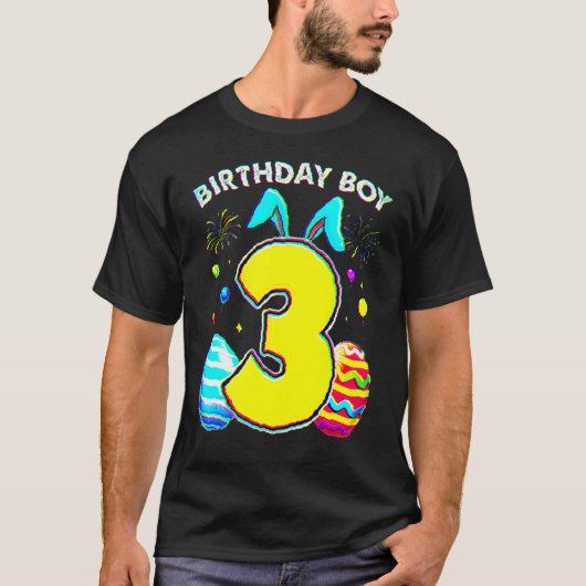 3歳の誕生日イースターバニー耳3歳の誕生日 Tシャツ (正面)