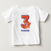3歳の誕生日カニゲストオブオナー ベビーTシャツ (正面)