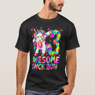 3歳の誕生日カラフル絞り染め3歳Unicorn G Tシャツ
