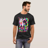 3歳の誕生日カラフル絞り染め3歳Unicorn G Tシャツ (正面フル)