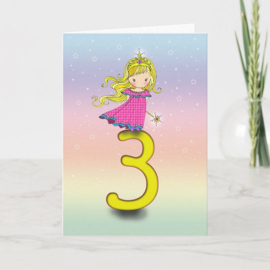 3歳の誕生日カード 小さなプリンセス カード (正面)