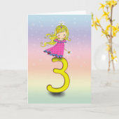 3歳の誕生日カード 小さなプリンセス カード (黄色い花)