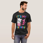 3歳の誕生日ガールキャット誕生日 Tシャツ (正面フル)