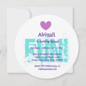 3歳の誕生日ガールハートとリボンB01B 招待状 (裏面)