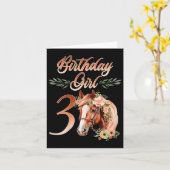 3歳の誕生日ガール乗馬3歳の誕生日 カード (黄色い花)