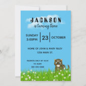 3歳の誕生日キリンとサルin草 招待状 (裏面)