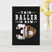 3歳の誕生日ギフト野球選手3歳の少年 カード (黄色い花)