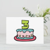 3歳の誕生日ケーキ カード (スタンド正面)