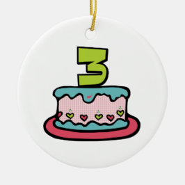 3歳の誕生日ケーキ セラミックオーナメント