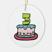 3歳の誕生日ケーキ セラミックオーナメント (左)