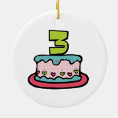 3歳の誕生日ケーキ セラミックオーナメント (裏面)