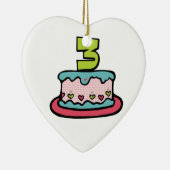 3歳の誕生日ケーキ セラミックオーナメント (右)