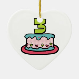 3歳の誕生日ケーキ セラミックオーナメント