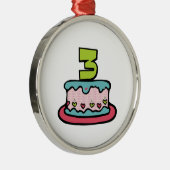 3歳の誕生日ケーキ メタルオーナメント (右)