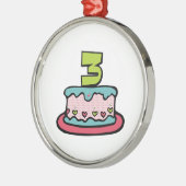 3歳の誕生日ケーキ メタルオーナメント (左)