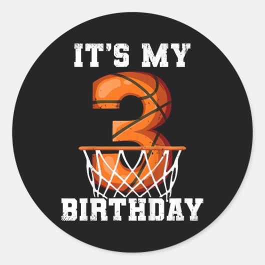 3歳の誕生日スケッチ ラウンドシール (正面)
