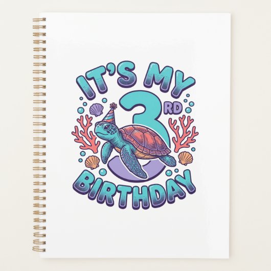 3歳の誕生日タートルヴィンテージ彫刻デザイン_1 プランナー手帳 (正面)