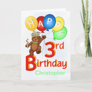 3歳の誕生日テディ王室のベア カード