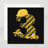 3歳の誕生日ディガー3年ビルダー掘削機ギフト 招待状 (正面/裏面)