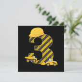 3歳の誕生日ディガー3年ビルダー掘削機ギフト 招待状 (スタンド正面)