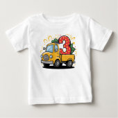 3歳の誕生日トラック ベビーTシャツ (正面)
