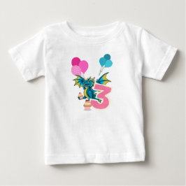 3歳の誕生日ドラゴンTシャツ ベビーTシャツ