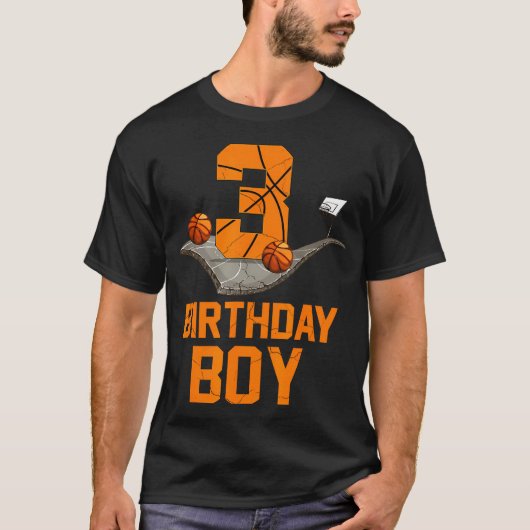 3歳の誕生日バスケットボールジャージー3歳生まれ男の子 Tシャツ (正面)