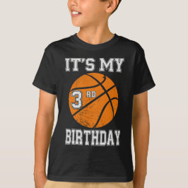 3歳の誕生日バスケットボールデザイン Tシャツ