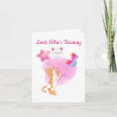 3歳の誕生日バルーンつき愛らしい猫 カード (正面)